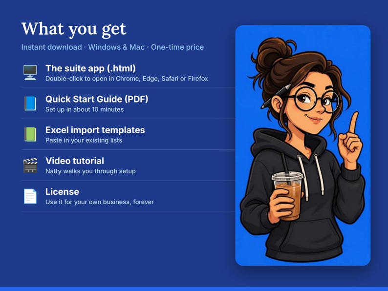 HR Suite: Reviews, PTO, Training, Hiring | Offline Business Template, No Monthly Fee | Your Logo, Colors and Custom Fields image 4