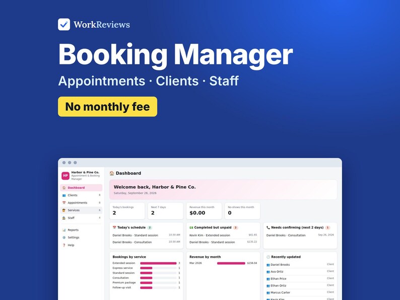 Appointment Booking Template, Salon Client Log & Scheduler, Booking System for Small Business | WorkReviews image 1