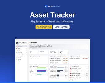 Asset Tracker, Equipment Log, Tool Checkout & Warranties, Offline HTML App