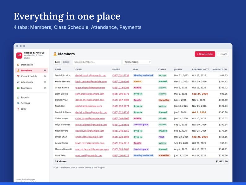 Gym Membership Tracker & Class Schedule, Yoga, Dance and Fitness Studio Member Management | WorkReviews image 2