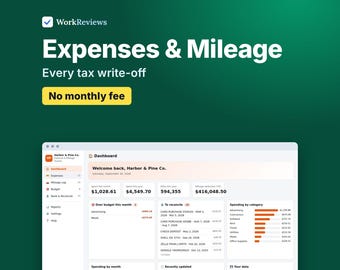 Expense Tracker & Mileage Log, Receipt Tracker for Tax Deductions, Self Employed Business Expenses | WorkReviews