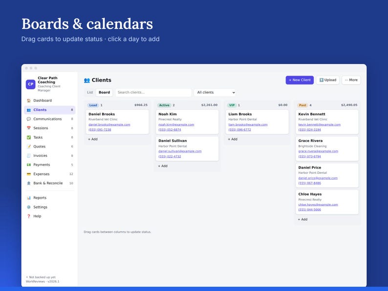 Coaching Client Tracker, Session Notes, Packages & Invoices, Offline HTML App image 5