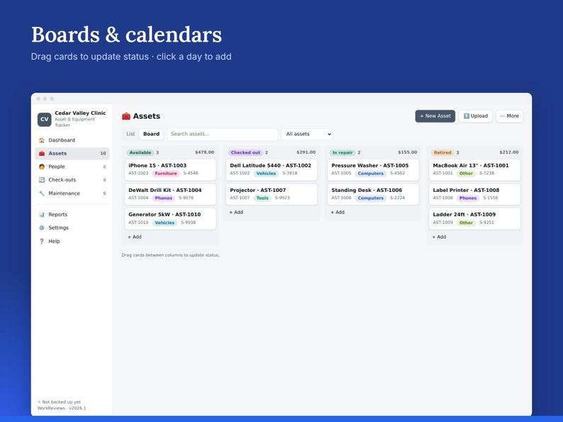 Asset Tracker, Equipment Log, Tool Checkout & Warranties, Offline HTML App image 5