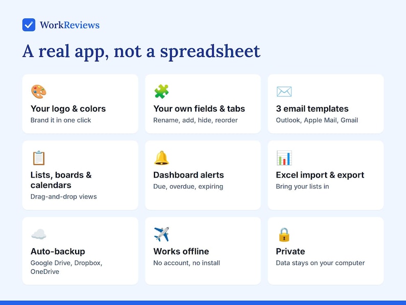 WorkReviews CRM Template, Client Tracker, Sales Pipeline App (Digital Download) image 4