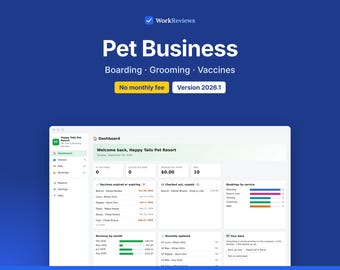 Pet Business Tracker for Grooming, Sitting & Boarding, Offline HTML App