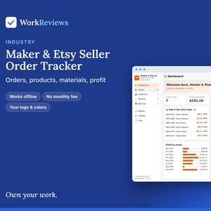 Etsy Seller Order Tracker App | Offline Business Template, No Monthly Fee | Your Logo, Colors and Custom Fields | Instant Download image 1