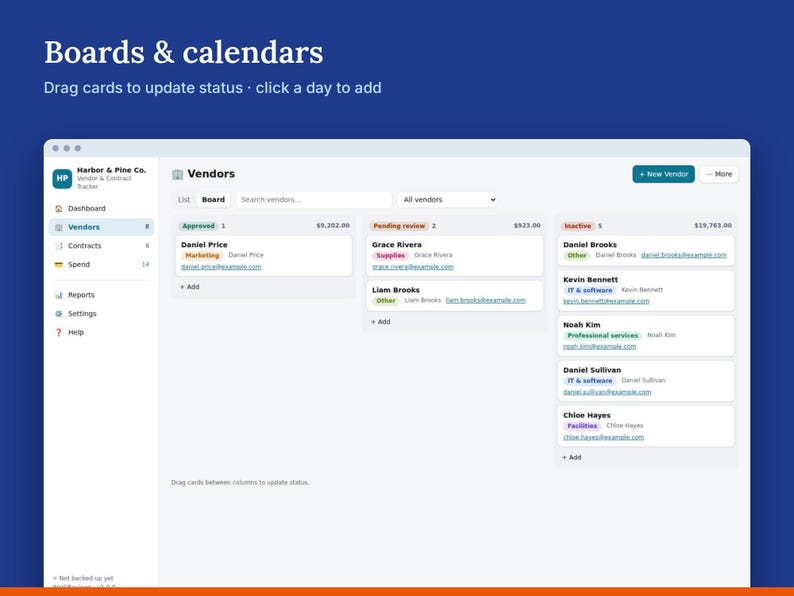 Vendor Tracker & Contract Management Template, Supplier List with Renewal Reminders | WorkReviews image 5