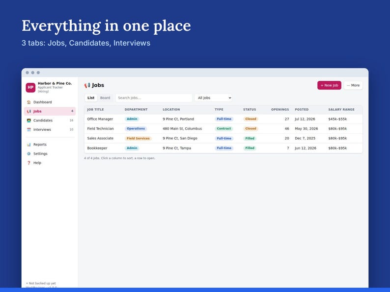 Applicant Tracker Template, Hiring & Recruiting Tracker, Candidate Pipeline and Interview Planner | WorkReviews image 2