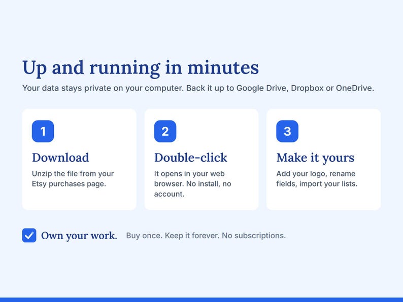 HR Suite: Reviews, PTO, Training, Hiring | Offline Business Template, No Monthly Fee | Your Logo, Colors and Custom Fields image 5