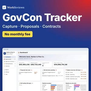 Government Contract Tracker, GovCon Capture and Proposal Pipeline for Federal Contractors | WorkReviews image 1