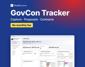 Government Contract Tracker, GovCon Capture and Proposal Pipeline for Federal Contractors | WorkReviews