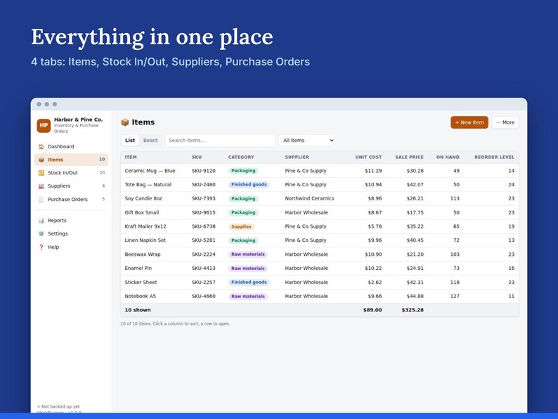 Inventory Tracker, Stock Management & Purchase Orders, Offline HTML App image 2