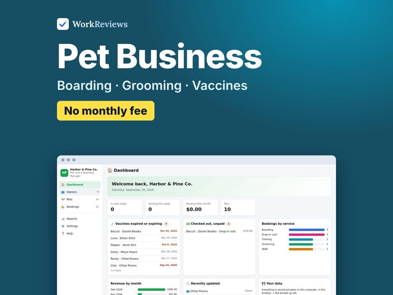 Pet Business Manager App, Boarding, Grooming, Vaccines (Digital Download) image 1