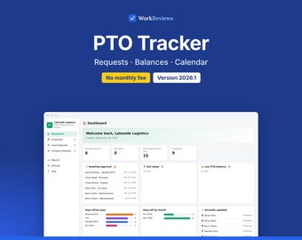 PTO Tracker, Employee Vacation & Leave Requests, Time Off Calendar, Offline HTML App