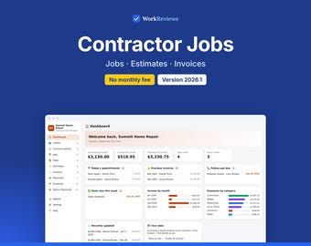 Contractor Job Tracker, Estimates & Invoices, Handyman Business Software, Offline HTML App