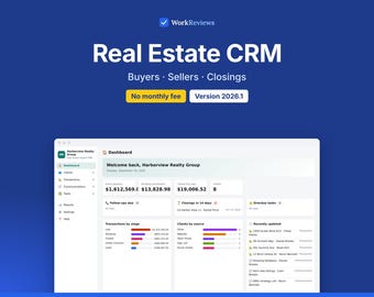 Real Estate Agent CRM, Buyer & Seller Tracker, Transaction Pipeline, Offline HTML App