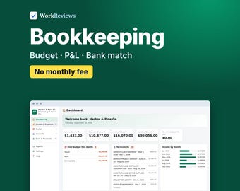 Bookkeeping Template, Profit and Loss & Business Budget App, Income Expense Tracker, Small Business | WorkReviews