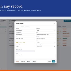 Vendor Tracker & Contract Management Template, Supplier List with Renewal Reminders | WorkReviews image 3