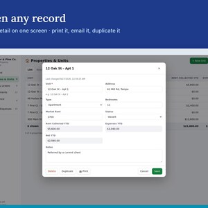Rental Property Tracker for Landlords, Rent, Tenants & Leases, Offline HTML App image 3