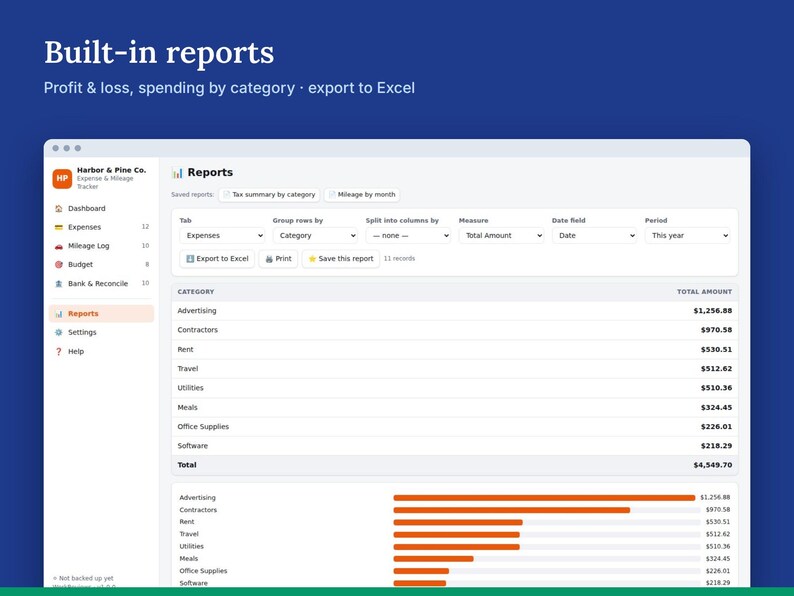 Expense Tracker, Mileage Log & Receipts for Self Employed Taxes, Offline HTML App image 5