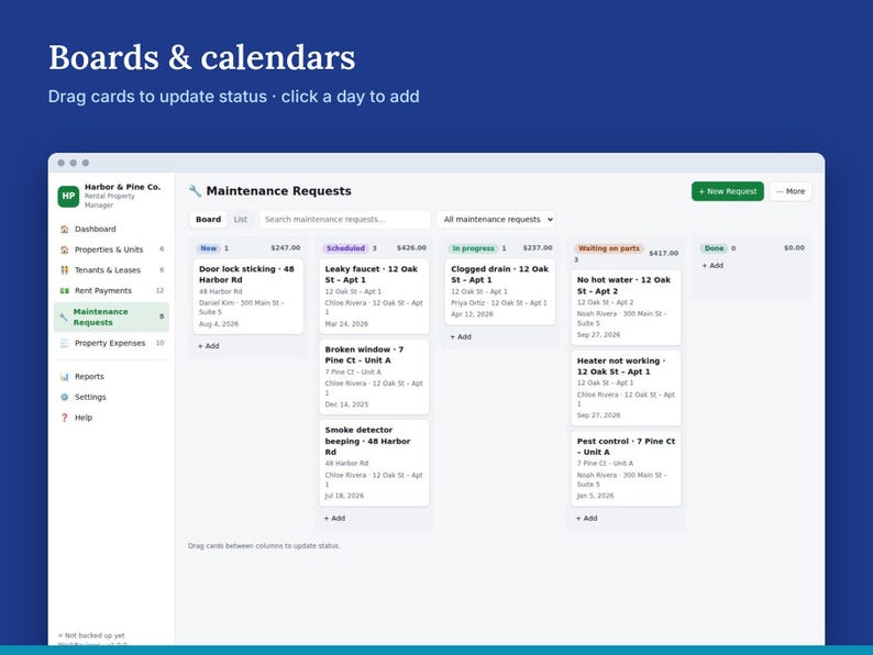 Rental Property Tracker for Landlords, Rent, Tenants & Leases, Offline HTML App image 5
