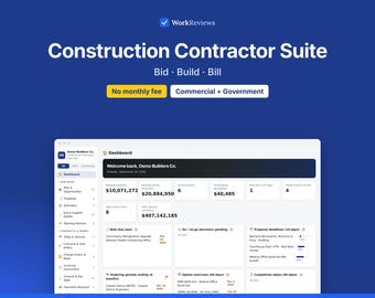 Construction Contractor Software Suite App, Bids, Projects, Subs & Invoicing, Commercial and Government