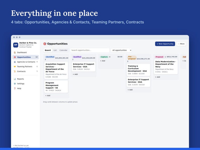 Government Contract Tracker, GovCon Capture and Proposal Pipeline for Federal Contractors | WorkReviews image 2