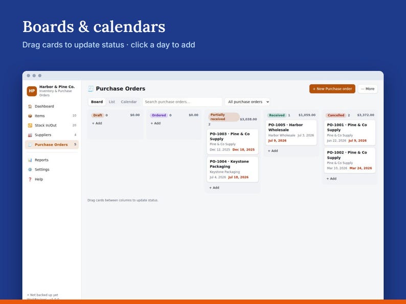 Inventory Tracker, Stock Management & Purchase Orders, Offline HTML App image 5