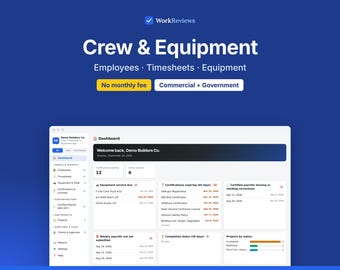 Crew, Timesheets & Equipment App for Construction, Job Hours, Fleet and Cost Codes