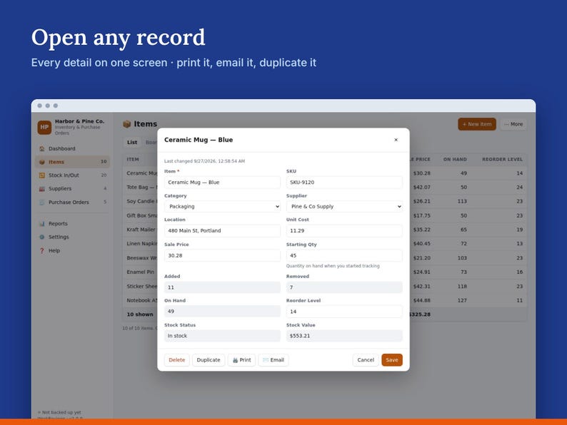 Inventory Tracker, Stock Management & Purchase Orders, Offline HTML App image 3