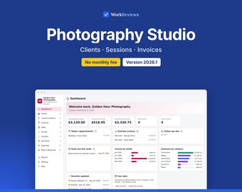 Photographer CRM, Client Manager, Session Calendar & Invoices, Offline HTML App