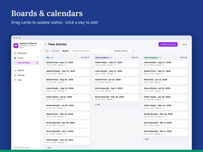 Freelance Timesheet, Billable Hours & Client Invoices, Offline HTML App image 5