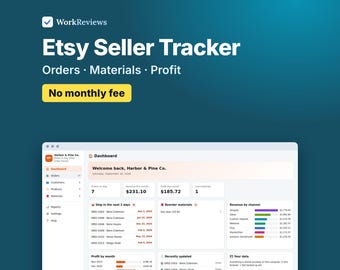 Etsy Seller Order Tracker, Handmade Business Planner, Profit and Materials Tracker for Small Shops | WorkReviews