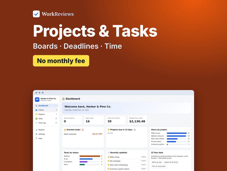Project Tracker & Task Manager with Kanban Board, Offline HTML App image 1