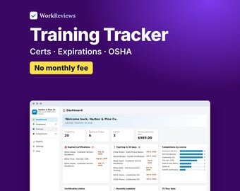 Training Tracker & Certification Log, Employee Compliance and OSHA Training Tracker | WorkReviews