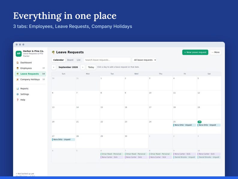 PTO Tracker & Leave Request Template, Employee Vacation Time Off (Digital Download) image 2