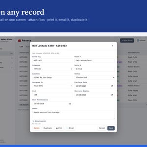 Asset Tracker, Equipment Log, Tool Checkout & Warranties, Offline HTML App image 3