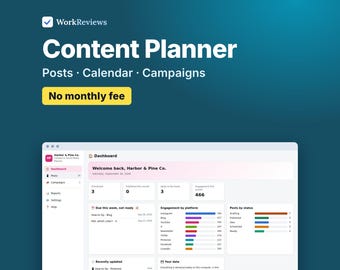 Social Media Content Planner & Content Calendar, Instagram Post Planner for Small Business | WorkReviews