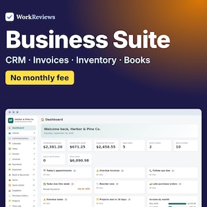 Small Business Management Software Bundle, CRM, Invoices, Inventory, Projects and Bookkeeping | WorkReviews image 1