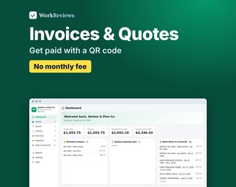 Invoice Template & Quote Tracker App, Payment Tracker with Pay Now QR Code, Small Business Billing | WorkReviews