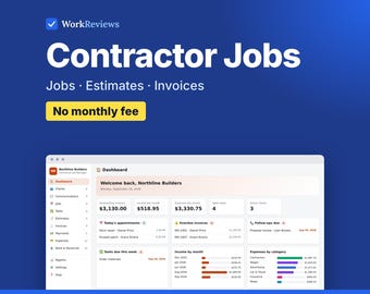 Contractor Job Tracker, Estimates & Invoices, Handyman Business Software, Offline HTML App