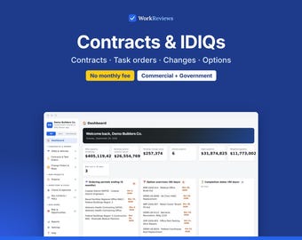 Construction Contract Tracker App, IDIQ Task Orders, Changes, Options & Master Agreements