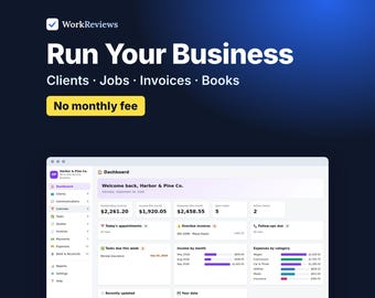 Service Business Management App, Clients, Scheduling, Invoices & Bookkeeping All in One, No Monthly Fee | WorkReviews