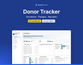 Donor Tracker for Nonprofits, Donation & Fundraising Log, Offline HTML App