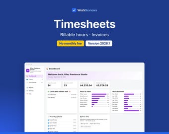 Freelance Timesheet, Billable Hours & Client Invoices, Offline HTML App