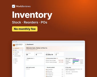 Inventory Tracker Template, Stock Management & Purchase Order App, Supply Tracker for Small Shops | WorkReviews
