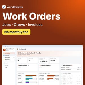 Work Order Template & Job Tracker, Field Service App for Contractors, Cleaning and Handyman Business | WorkReviews image 1
