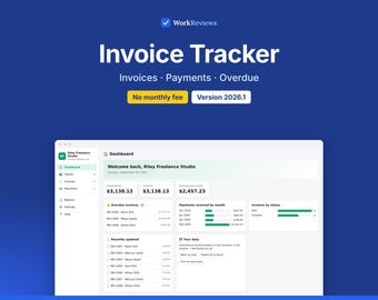 Invoice Tracker Lite, Payment Log & Overdue Alerts for Small Business, Offline HTML App