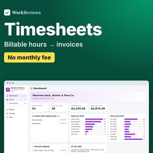 Freelance Timesheet, Billable Hours & Client Invoices, Offline HTML App image 1