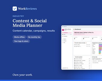Social Media Content Planner App | Offline Business Template, No Monthly Fee | Your Logo, Colors and Custom Fields | Instant Download